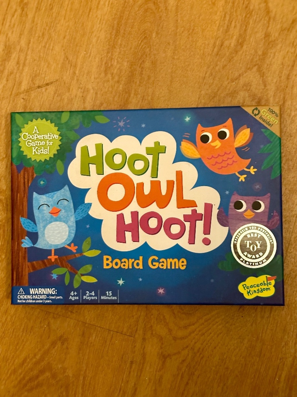 NEW Peaceable Kingdom Hoot Owl Hoot Cooperative Preschool Board Game